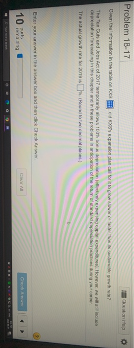  Problem 18-17 Question Help Given the information in the table on