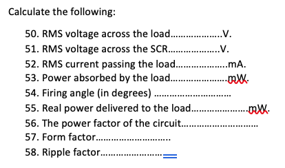 the half wave controlled rectifier shown below: Part (3) half wave controlled