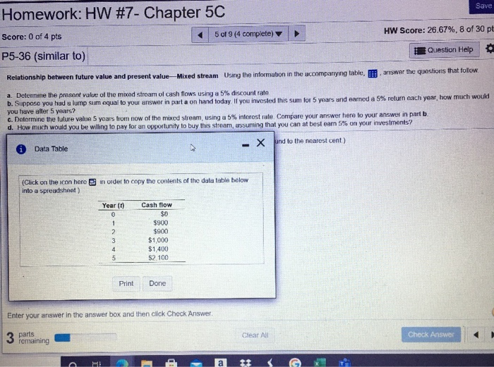  Save Homework: HW #7 - Chapter 5C Score: 0 of 4