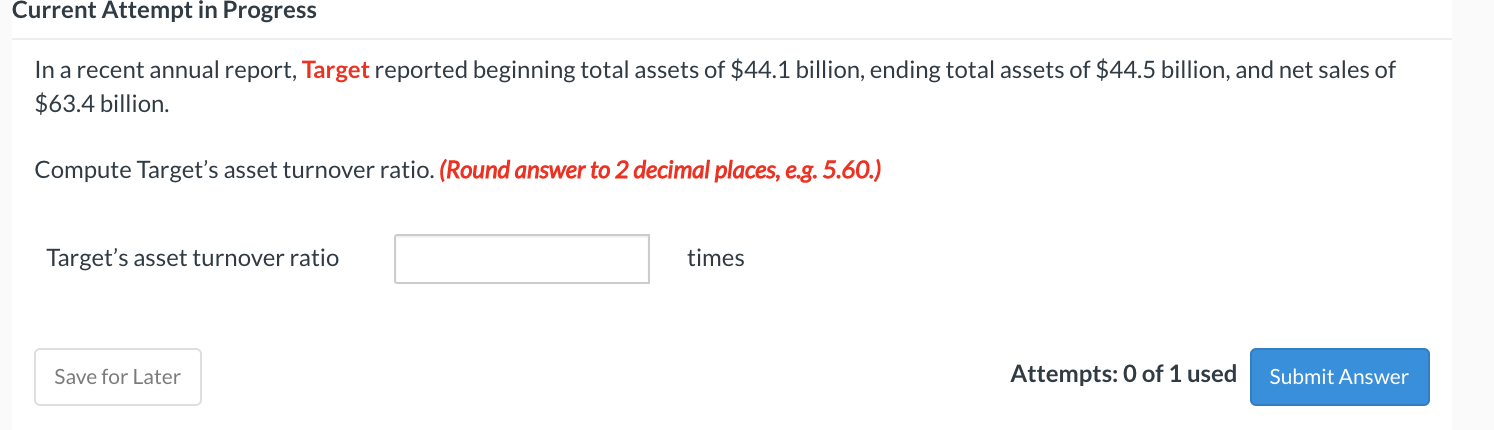 Current Attempt in Progress In a recent annual report, Target reported