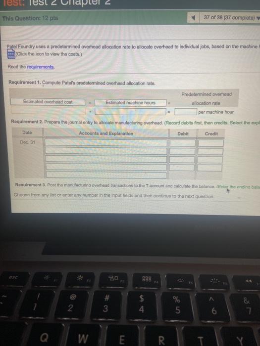 the costs) Data Table Patel's predetermined overhead all ad cost - Estimated