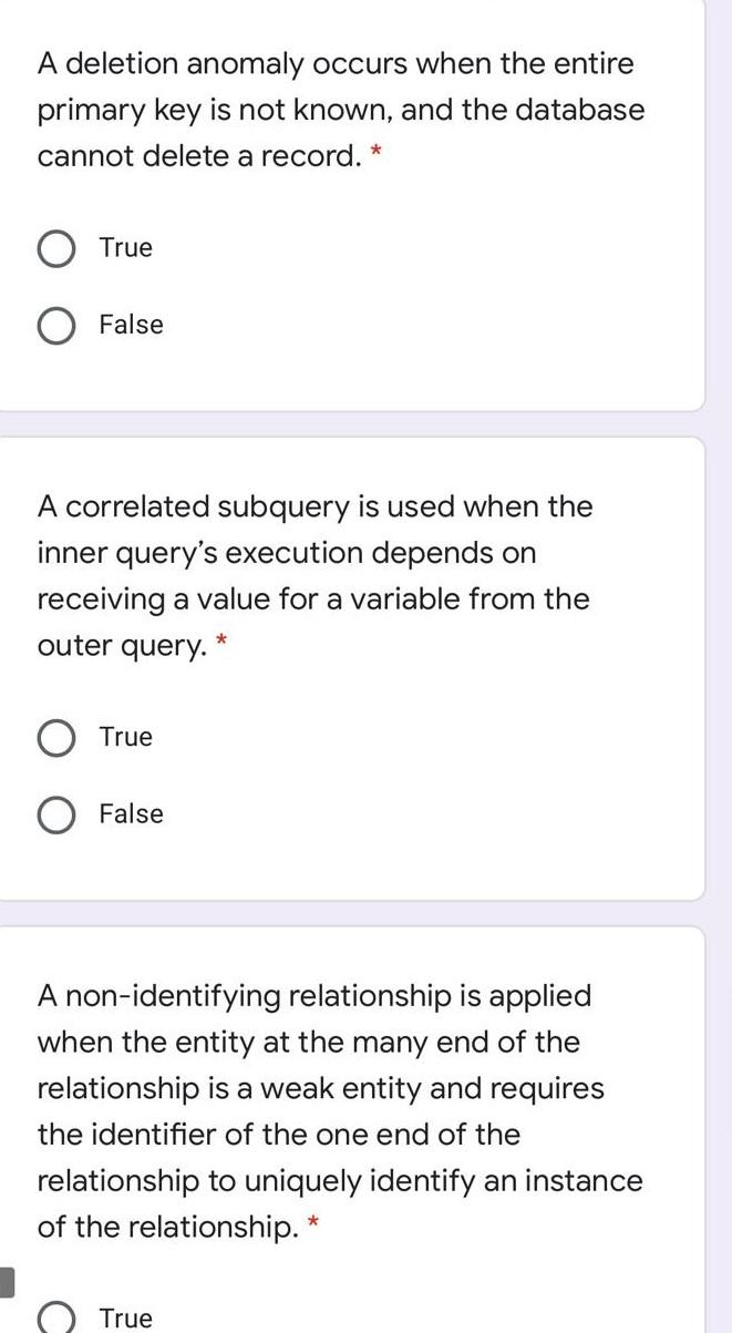 synchronized. * True False A crow's foot on each side of a