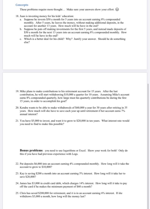 spaces between problems. Skills 1. A friend lends you $200 for a