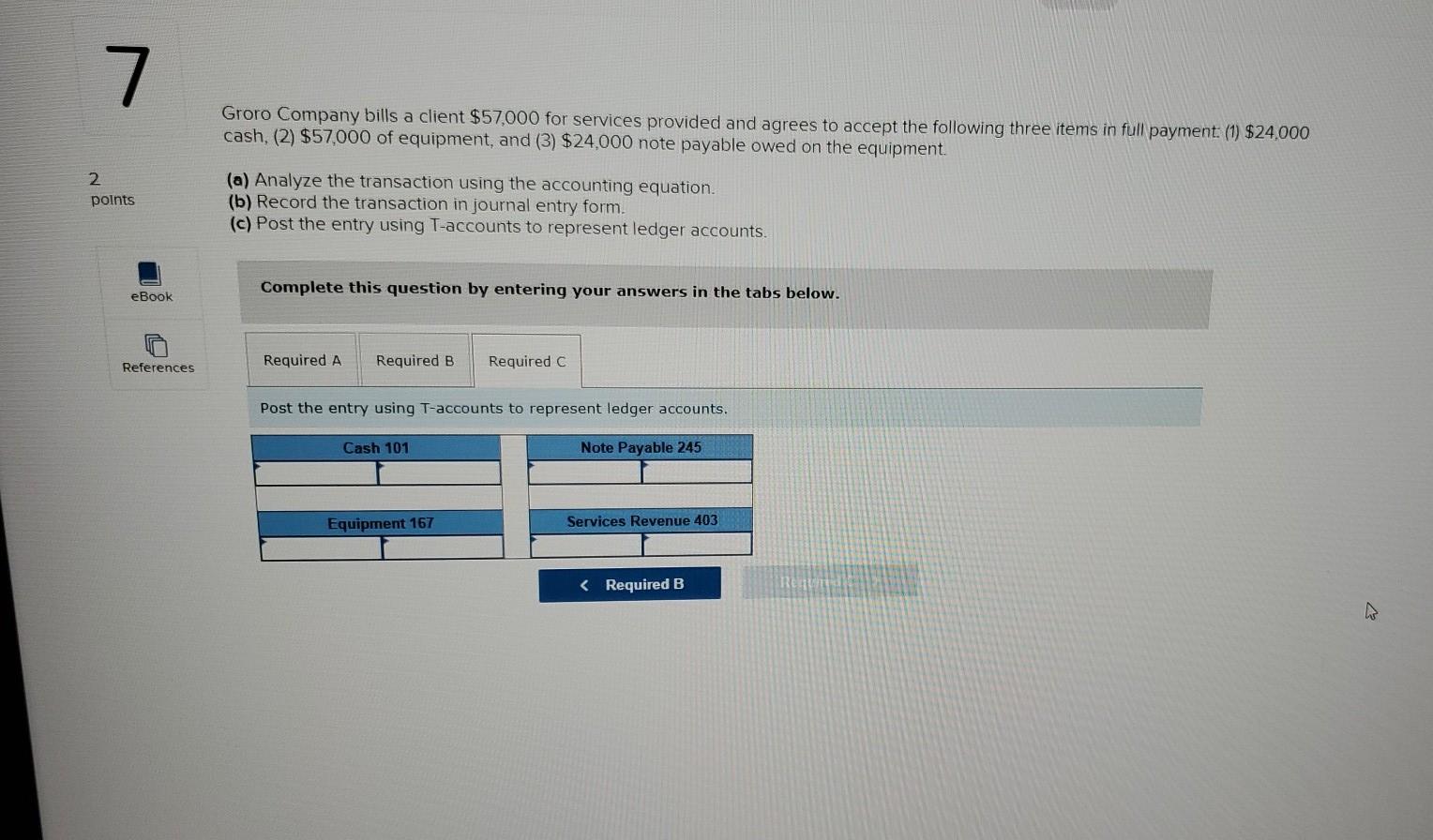 three items in full payment: (1) $24,000 cash, (2) $57,000 of equipment,
