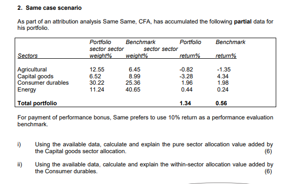 2. Same case scenario As part of an attribution analysis Same