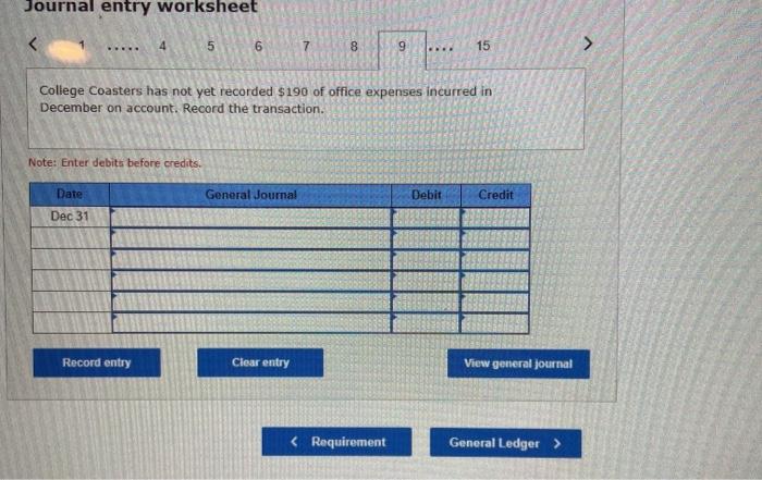 Credit Dec 02 Record entry Clear entry View general Journal Journal entry