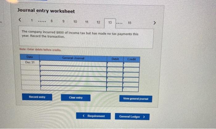 Debit Credit Dec 03 Record entry Clear entry View general journal Journal