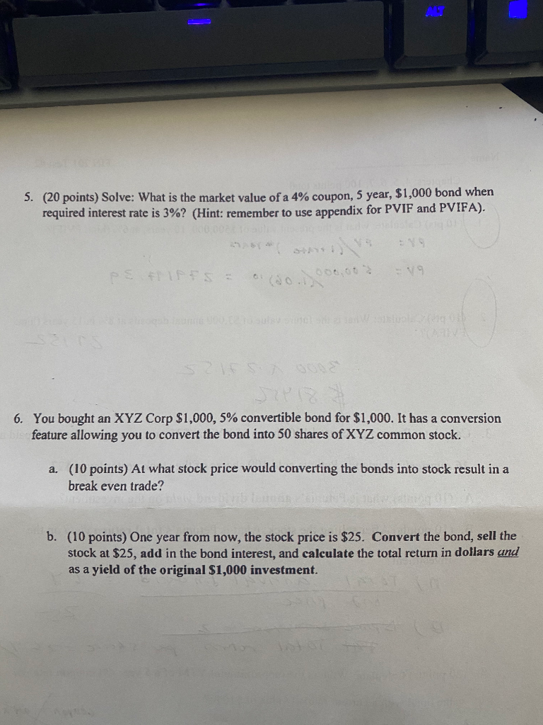 Please show all work - thank you! 5. (20 points) Solve: What