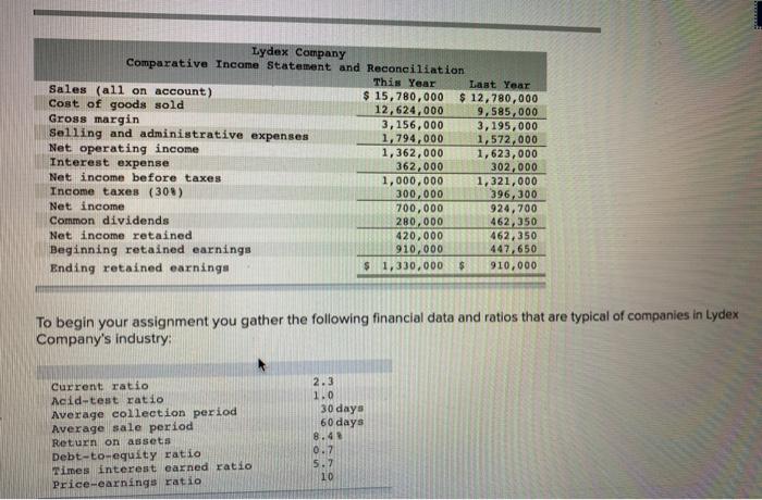 both this year and last year, compute: a. Working capital. b. The