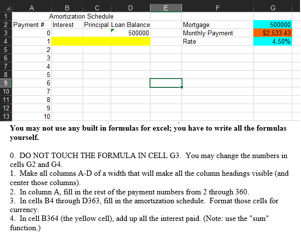 A B D E F G Amortization Schedule 2 Payment #