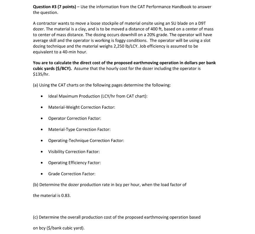  Question #3 (7 points) - Use the information from the CAT