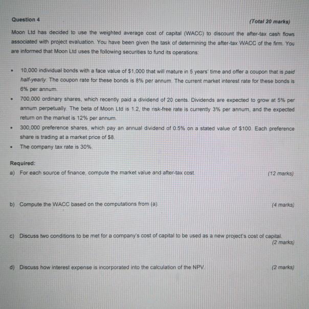  please show working out step by step using proper finance terminology