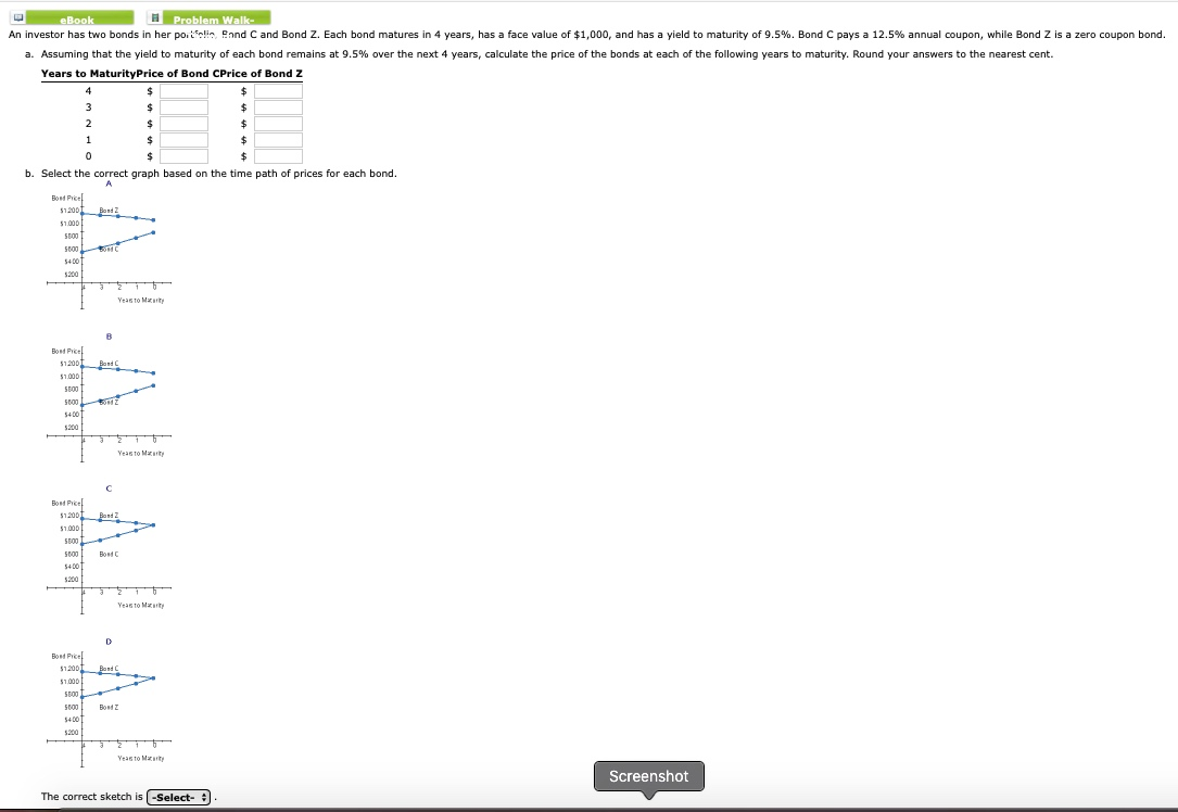 $ 3 eBook Problem Walk An investor has two bonds in