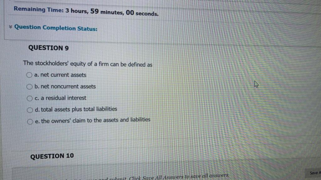 Remaining Time: 3 hours, 59 minutes, 00 seconds. Question Completion Status:
