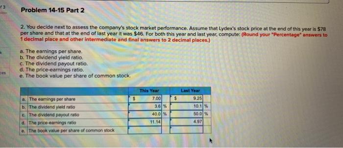  3 Problem 14-15 Part 2 2. You decide next to assess