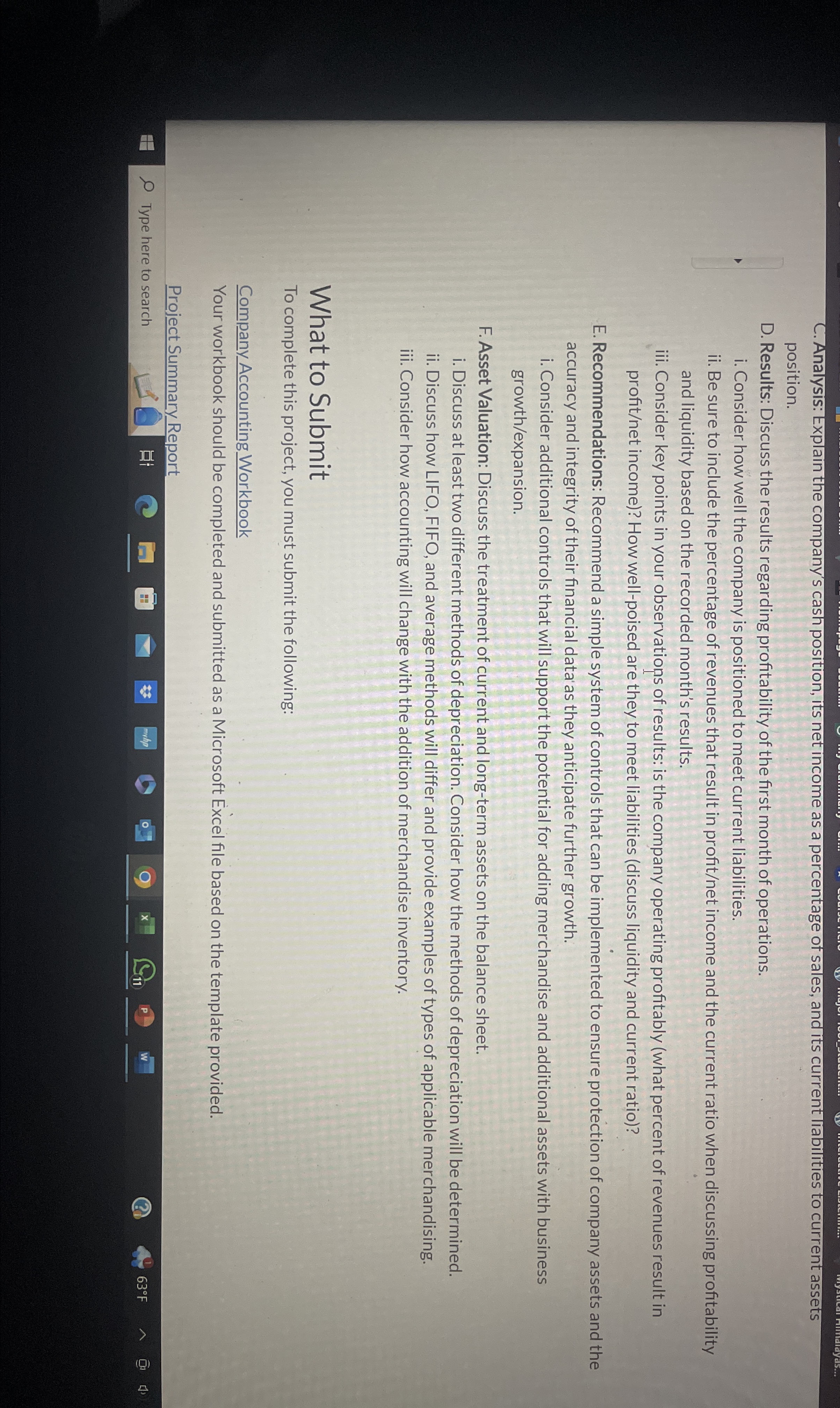  ACC 201 Project Guidelines and Rubric Competencies In this project, you