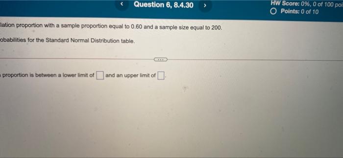 a sample proportion equal to 0.60 and a sample size equal to