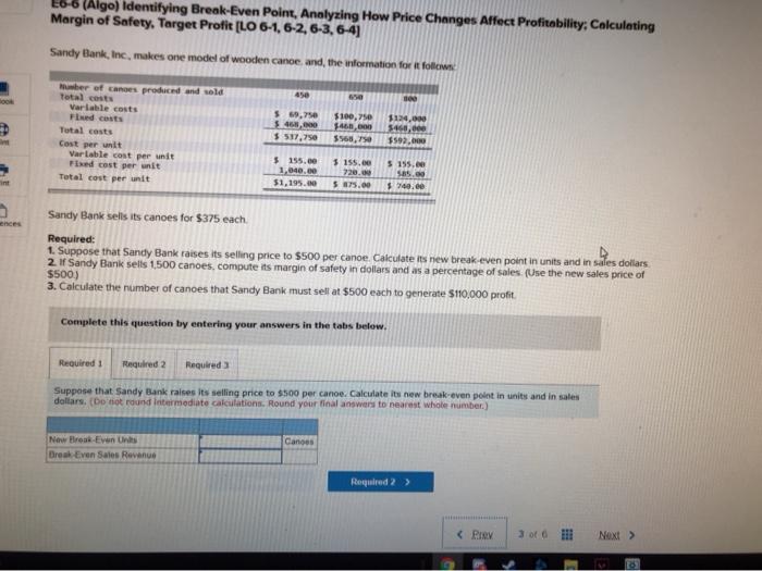  Eo 6 (Algo) Identifying Break-Even Point, Analyzing How Price Changes Affect