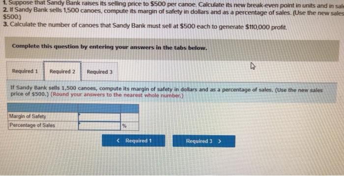 Profitability, Calculating Margin of Safety, Target Profit (LO 6-1, 6-2, 6-3, 6-4