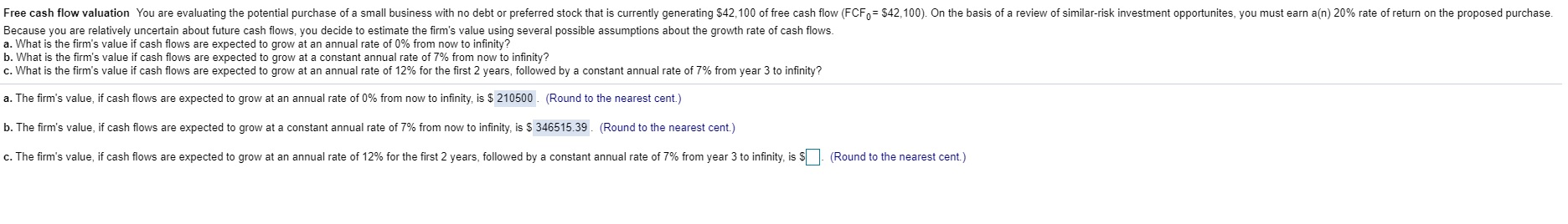 Need answer to question C. Free cash flow valuation You are evaluating
