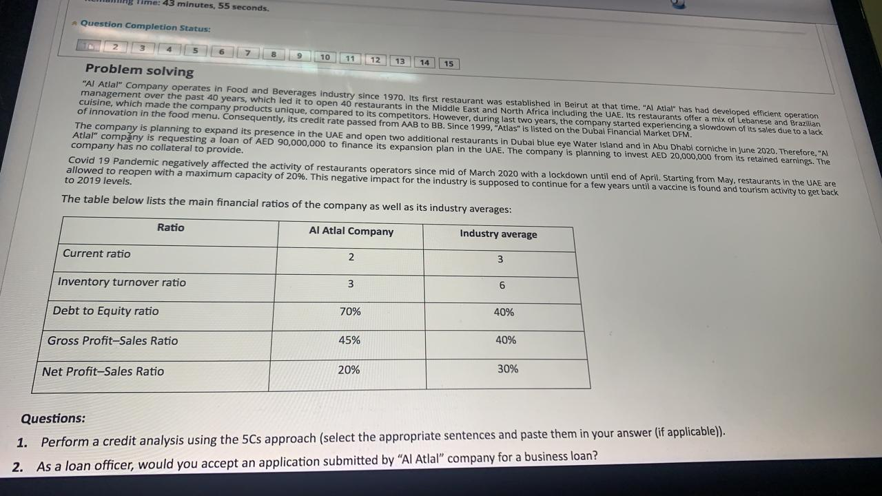 Answer the Question below please Urgent Time: 43 minutes, 55 seconds. Question