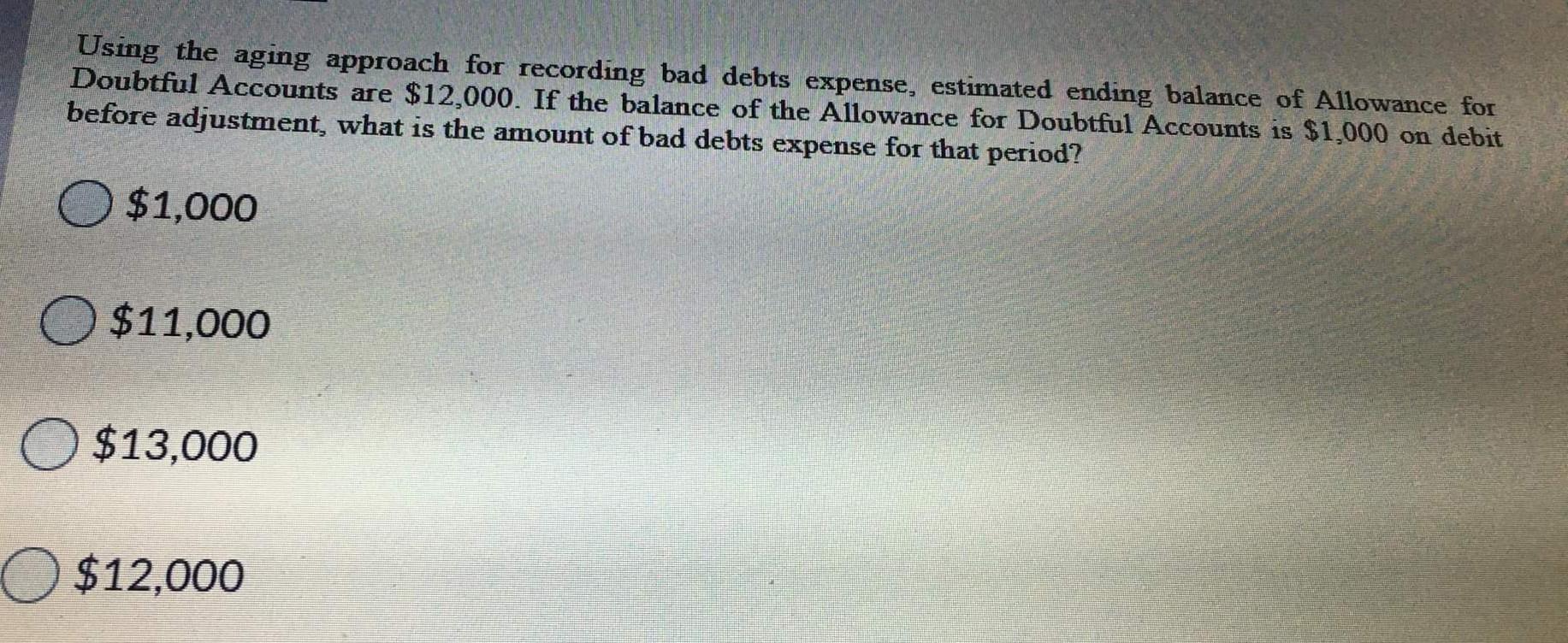  Using the aging approach for recording bad debts expense, estimated ending
