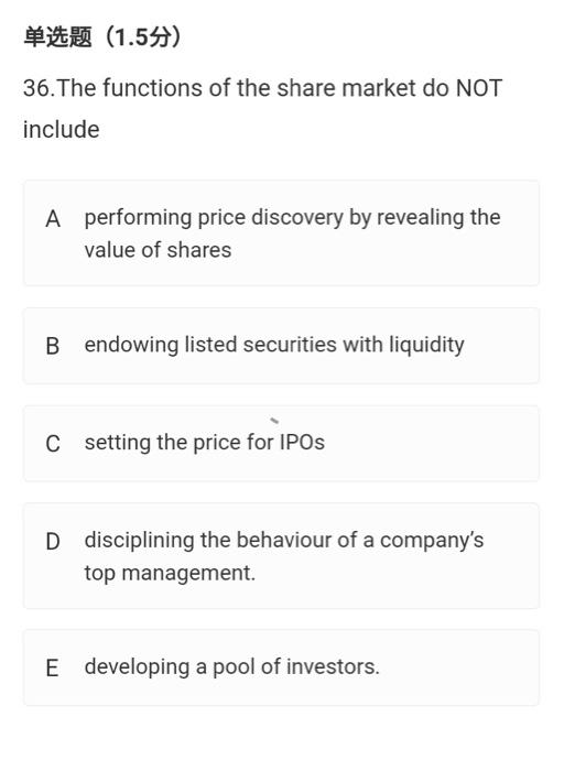 A performing price discovery by revealing the value of shares B endowing