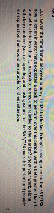 & beta characteristics of a portfolio would an investor most likely seek,