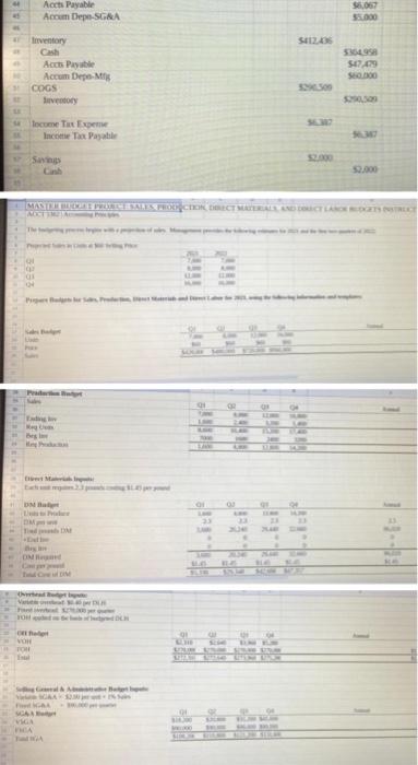 "Prepare a budgeted income statement using previous information" I attached previous excel