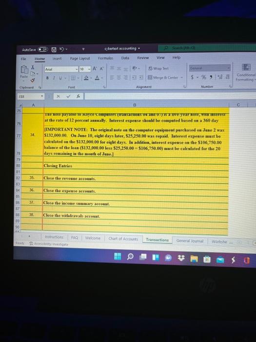 Accounts Accessibility Investigate Ready cybertext accounting AutoSave Insert File Review Page Layout
