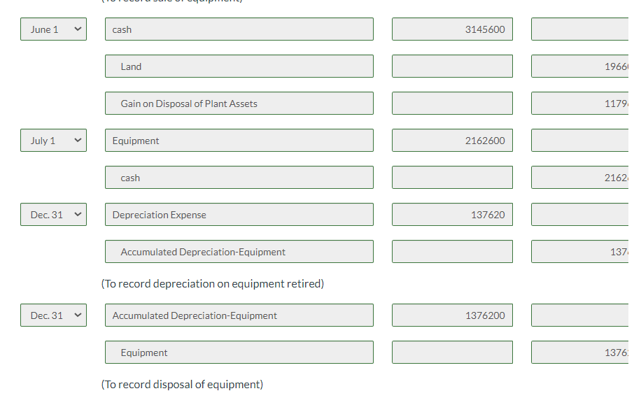 During 2026, the following selected cash transactions occurred. Apr. 1 Purchased land