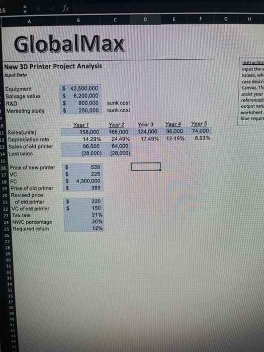 Fin 357 Business Finance Capital Project Analysis Case Due: Last class day
