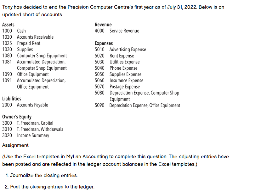 Tony has decided to end the Precision Computer Centre's first year