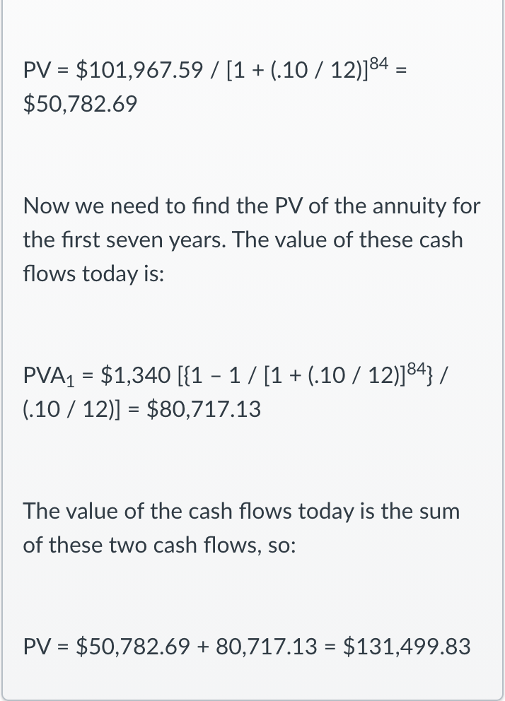 confused on the equation of "PV = $101,967.59 / [1 + (.10