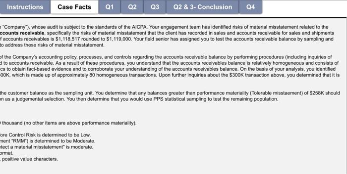 Q2 Q4 Instructions Case Facts Q1 Q3 Q2 & 3- Conclusion Audit