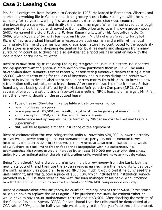  Case 2: Leasing Case Mr. Bai Li emigrated from Malaysia to