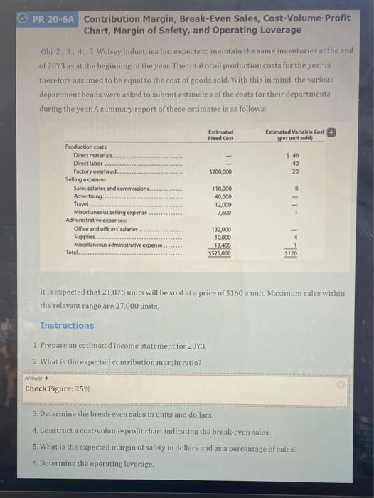 can you please do the graph as well. PR 20-6A Contribution Margin,