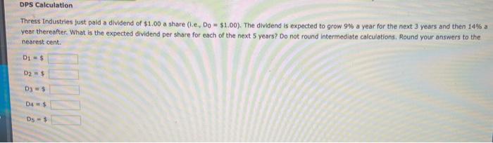  part A Part B Part C part D DPS Calculation Thress