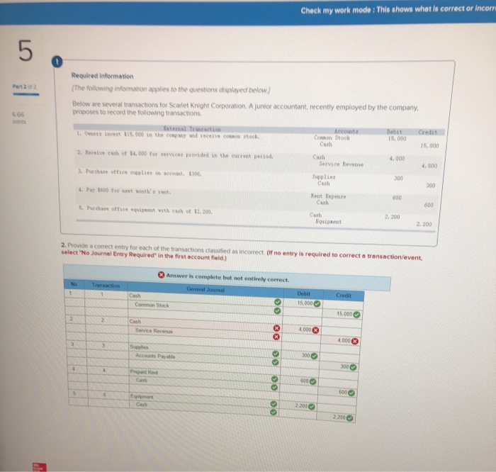  Check my work mode: This shows what is correct or incom