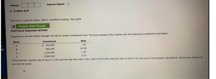  Anem Keep the Highest /1 6. Problem 8.07 Click here to