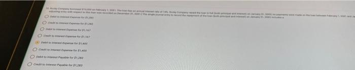 for 1.167 Obiet Den for $1.400 Credit to interest Expense for $1.400