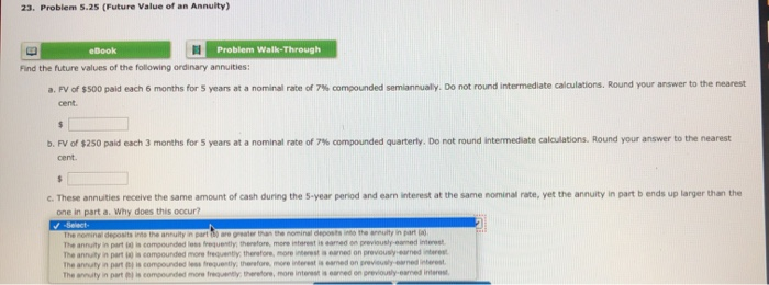  23. Problem 5.25 (Future Value of an Annuity) eBook Problem Walk-Through