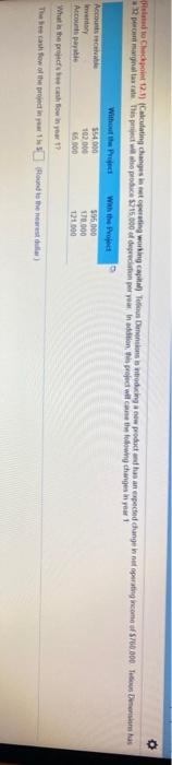  to Checkpoint 12.) Calculating changes in terting working capit) Tetos mencions