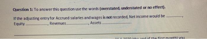  Question 1: To answer this question use the words (overstated, understated