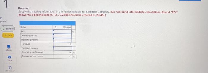  1 Required Supply the missing Information in the following table for