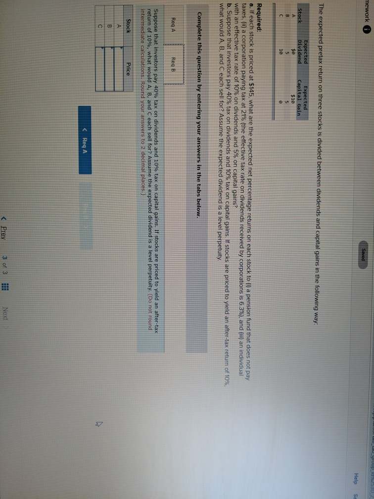 is divided between dividends and capital gains in the following way Stock