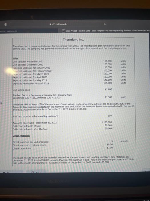 Use the data provided to do the manufacturing overhead expense budget. The
