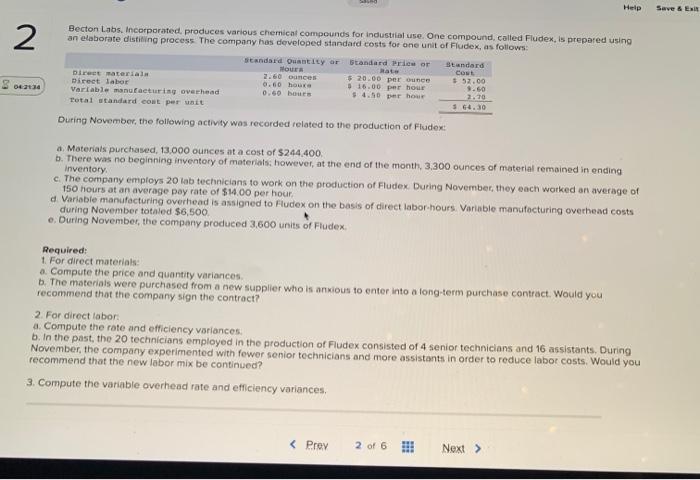 Help Save & E 2 Becton Labs. Incorporated, produces various chemical