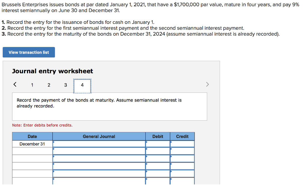 for the issuance of bonds for cash on January 1. 2. Record