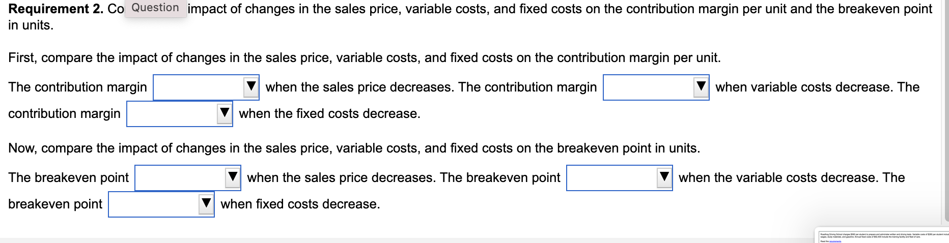 per student to prepare and administer written and driving tests. Variable costs